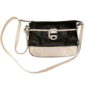 Rosetti Faux Pebbled Leather Medium Black & White Crossbody Shoulder Bag Purse